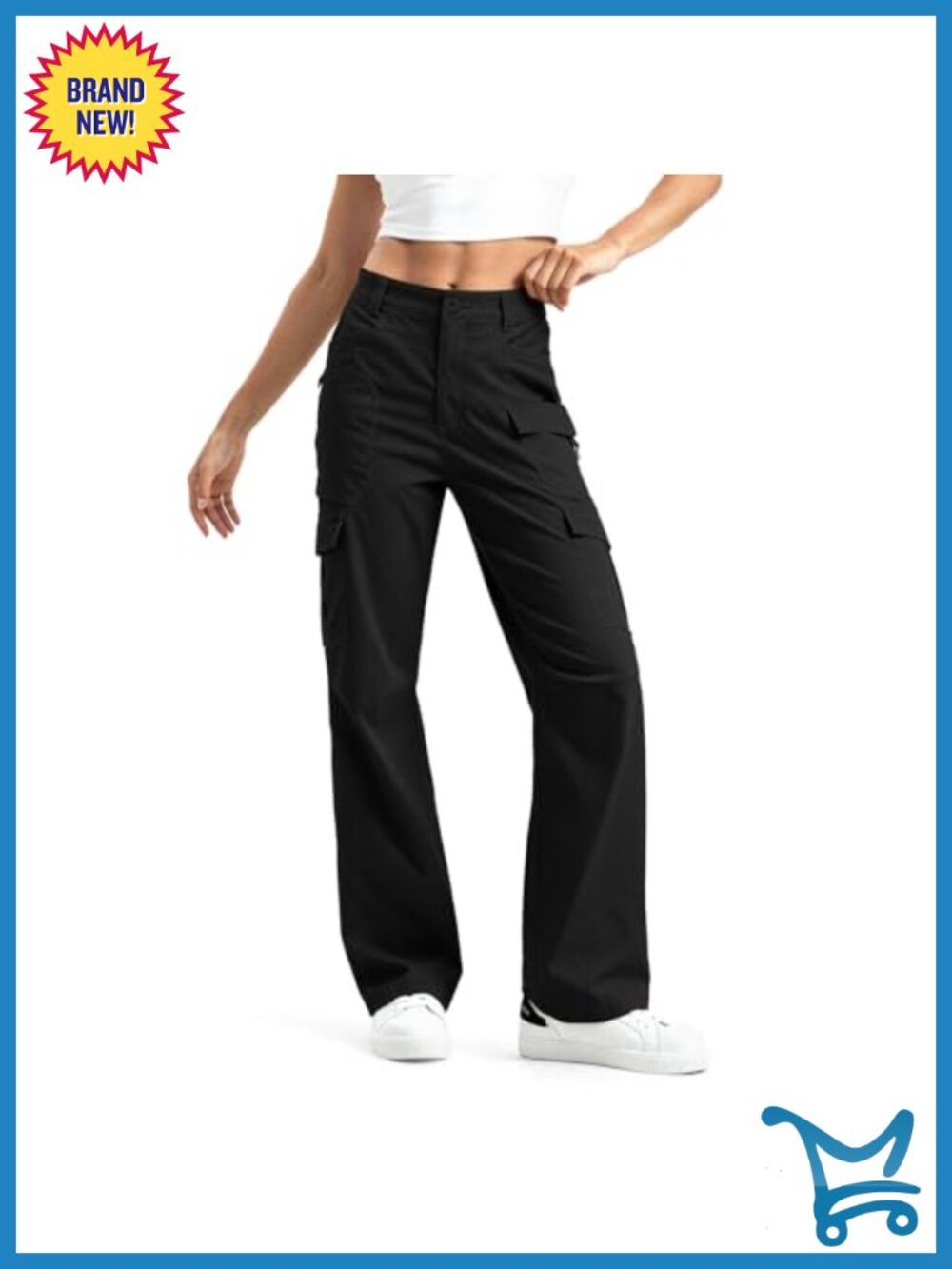 Women's High Waisted Wide Leg Cargo Pants Cotton Stretch Hiking Work